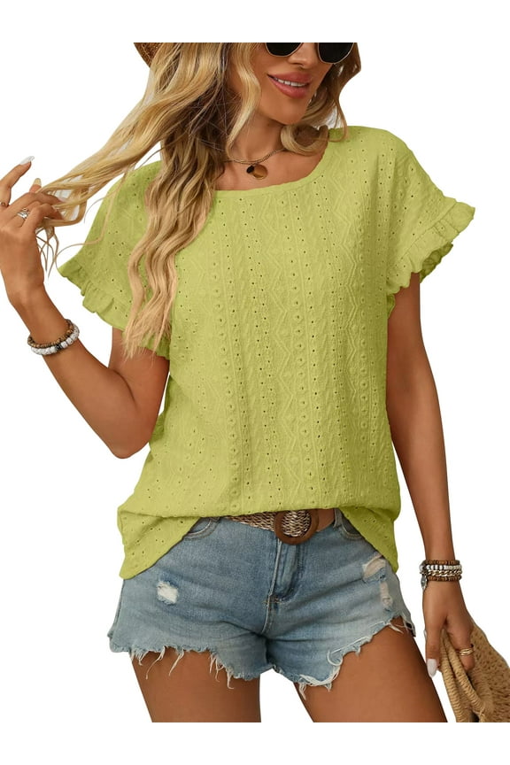 Womens Tops Short Sleeve Summer Casual Basic Crew Neck T Shirts for Women Loose Casual Tees for Ladies Round Neck Women Top Green XL