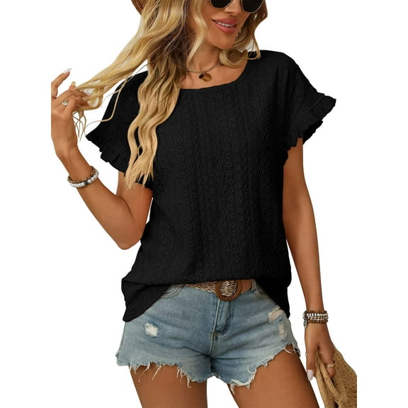 SWQZVT Womens Tops Short Sleeve Summer Top Crew Neck T shirts for women Basic Loose Tees Shirts for Women Casual Summer Clothes Black L