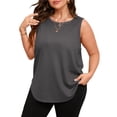 thumbnail image 1 of SWQZVT Womens Tops Summer Plus Size Tank Tops Casual Waffle Crewneck Sleeveless T Shirts Oversize Loose Tunic Tops, 1 of 8