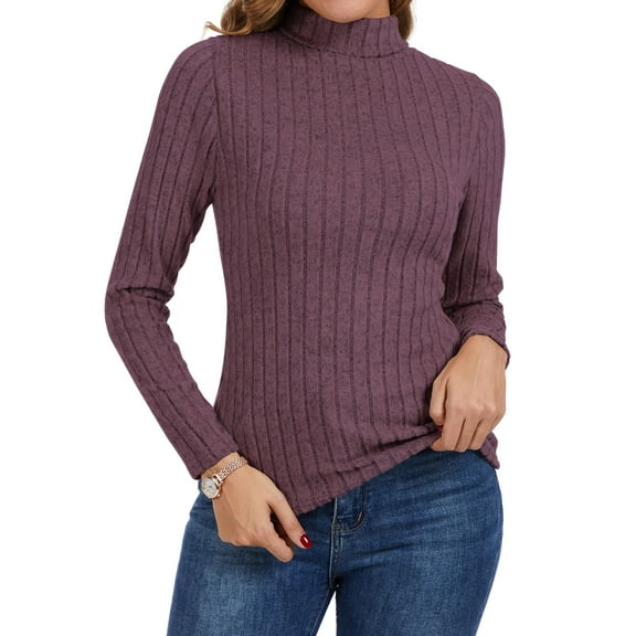 SWQZVT Womens Turtleneck Sweaters Shirts Long Sleeve Slim Fit Fall Fashion Base Layer Pullover Fleece Ribbed Thermal Underwear Tops