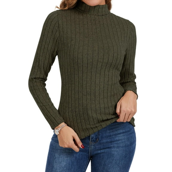 SWQZVT Womens Turtleneck Sweaters Shirts Long Sleeve Slim Fit Fall Fashion Base Layer Pullover Fleece Ribbed Thermal Underwear Tops