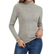 SWQZVT Womens Turtleneck Sweaters Shirts Long Sleeve Slim Fit Fall Fashion Base Layer Pullover Fleece Ribbed Thermal Underwear Tops
