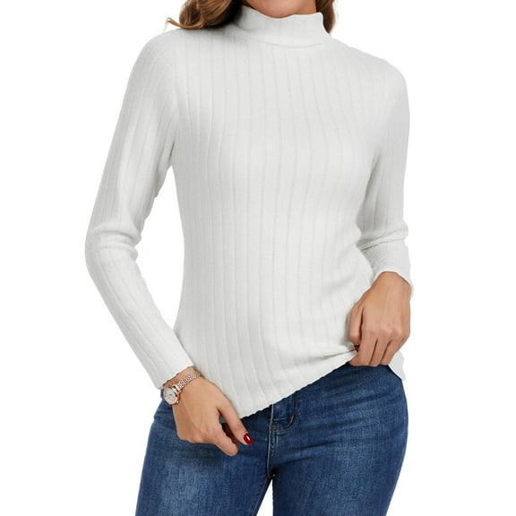 SWQZVT Womens Turtleneck Sweaters Shirts Long Sleeve Slim Fit Fall Fashion Base Layer Pullover Fleece Ribbed Thermal Underwear Tops