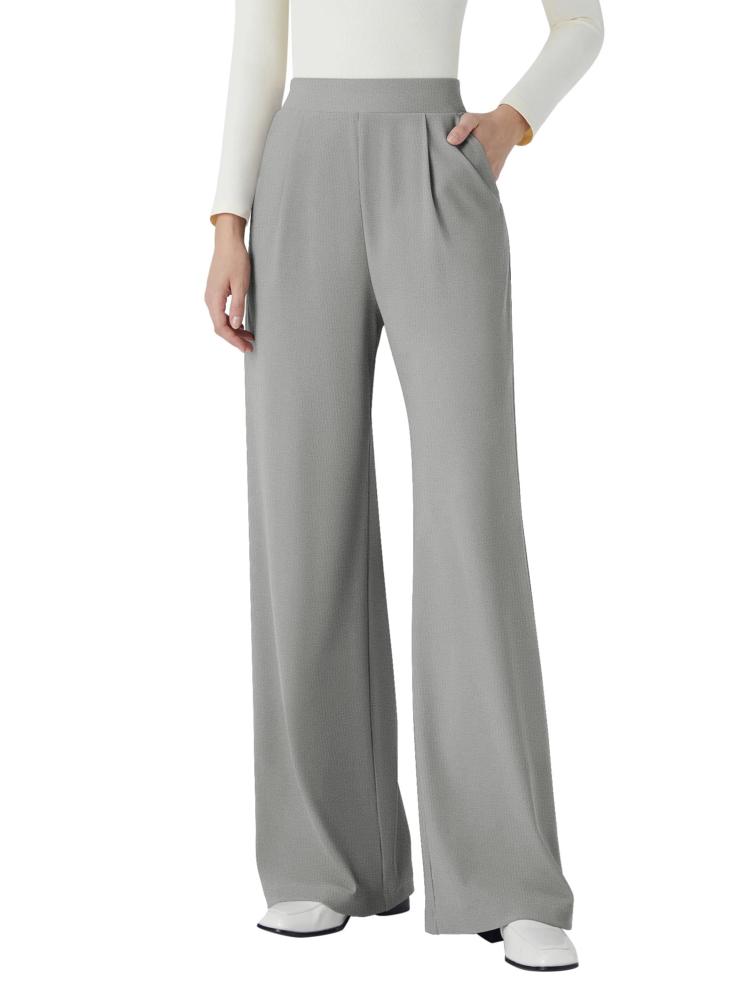 SWQZVT Womens Wide Leg Pants Comfy Elastic High Waisted Casual Pants ...