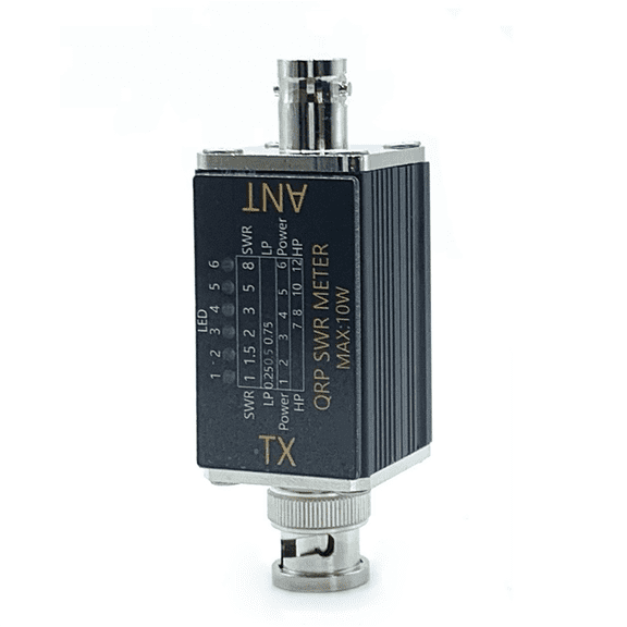 SWR Meter Power 1-30mhz 10W Standing Wave 6 LED Indicators Portable Tapping BNC ywm58