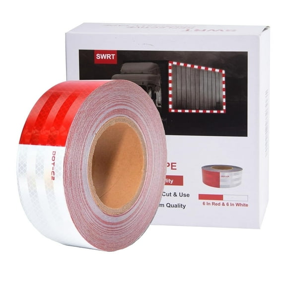 SWRT Reflective Tape DOT C2 Compliant, Warning Safety Tape, Red and White, 2” x 30ft, 1 Roll