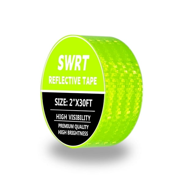 SWRT Reflective Tape, DOT C2, High-Visibility Green Safety Tape, Strong Adhesive, 1 roll 2” × 30ft