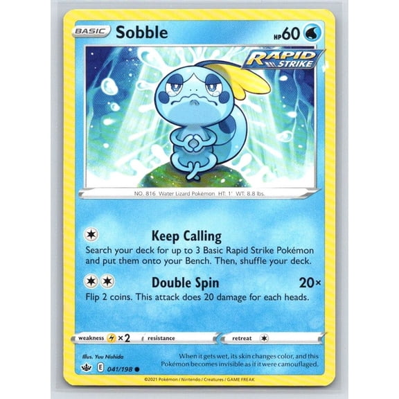 2021 SWSH06 Chilling Reign Sobble 041/198 Common English Near Mint Pokmon Trading Card