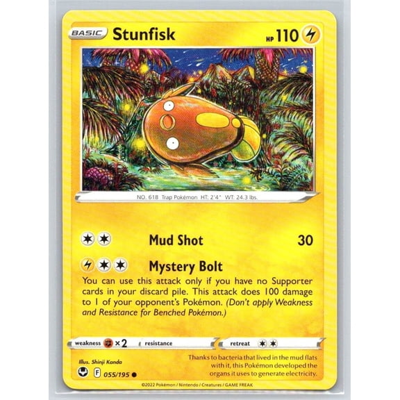 2022 SWSH12 Silver Tempest Stunfisk Common #055/195 English Near Mint Trading Card