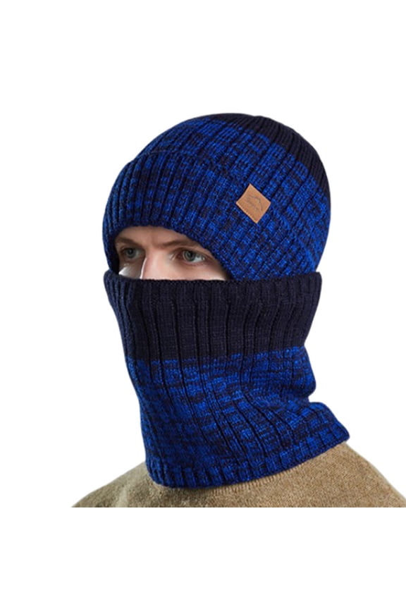 Detachable Comfy Hat 2Pcs Beanie Hat Scarf Set for Men and Women Infinity Scarf Classic Royal Blue One Size