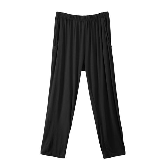 SWSMCLT Man Comfy Pajamas Thin Pj Pants Medium Waist Lounge Pajama Pants Long Pocket Sleeping Basic Fall Black Large
