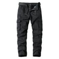 thumbnail image 1 of SWSMCLT Men Cotton Pants Comfy Casual Cargo Pants 100% Mid Rise Soft Work Utility Pants Black 36, 1 of 5