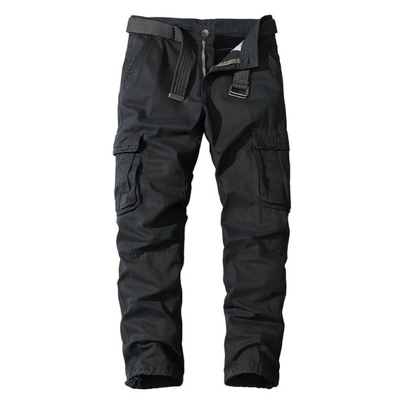 SWSMCLT Men Cotton Pants Comfy Casual Cargo Pants 100% Mid Rise Soft Work Utility Pants Black 40