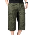 thumbnail image 1 of SWSMCLT Men's 100 Cotton Mid Rise Casual Drawstring Slimming Work Utility Pants Capris Pants Soft Cropped Pants Army Green Medium, 1 of 4