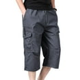 thumbnail image 1 of SWSMCLT Men's 100 Cotton Mid Rise Casual Drawstring Slimming Work Utility Pants Capris Pants Soft Cropped Pants Grey XX-Large, 1 of 3