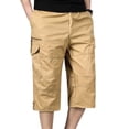 thumbnail image 1 of SWSMCLT Men's 100 Cotton Mid Rise Casual Drawstring Slimming Work Utility Pants Capris Pants Soft Cropped Pants Khaki Medium, 1 of 4