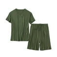 thumbnail image 1 of SWSMCLT Men's 2 Piece Pajama Set Soft Modal Lightweight Summer Sleeping Lounge Set Sleepwear Short Sleeve Shirt Shorts Pj Set Army Green1 X-Large, 1 of 1