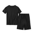 thumbnail image 1 of SWSMCLT Men's 2 Piece Pajama Set Soft Modal Lightweight Summer Sleeping Lounge Set Sleepwear Short Sleeve Shirt Shorts Pj Set Black Medium, 1 of 1