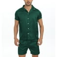 thumbnail image 1 of SWSMCLT Men's 2 Piece Pajama Set Summer Lightweight Lounge Spring Pjs Pajamas Soft Fall Satin Short Sleeve Green Medium, 1 of 5