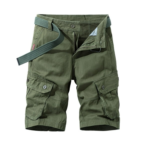 SWSMCLT Men's 2025 Cargo Shorts Button Cargo Classic Cargo Pocket Knee Length Shorts Billowy Casual Shorts Army Green 32