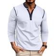 thumbnail image 1 of SWSMCLT Men's 2025 Henley Shirt Comfy Fall Henley Elasthane Cotton Pull On Regular Fit Top Casual Blouse Button White Medium, 1 of 5
