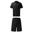 thumbnail image 1 of SWSMCLT Men's Active Tracksuit Fall Casual Summer Short 2 Piece Fashion Cool 2 Piece Set Short Sleeve Lounge Black X-Large, 1 of 1