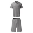 thumbnail image 1 of SWSMCLT Men's Active Tracksuit Fall Casual Summer Short 2 Piece Fashion Cool 2 Piece Set Short Sleeve Lounge Grey Small, 1 of 1