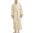 thumbnail image 1 of SWSMCLT Men's Ankle Fleece Bathrobe Billowy Hot Tub Long Sleeve Bathrobes Plush Bath Robe Chic Comfy Cold Weather Cream Medium-Large, 1 of 2