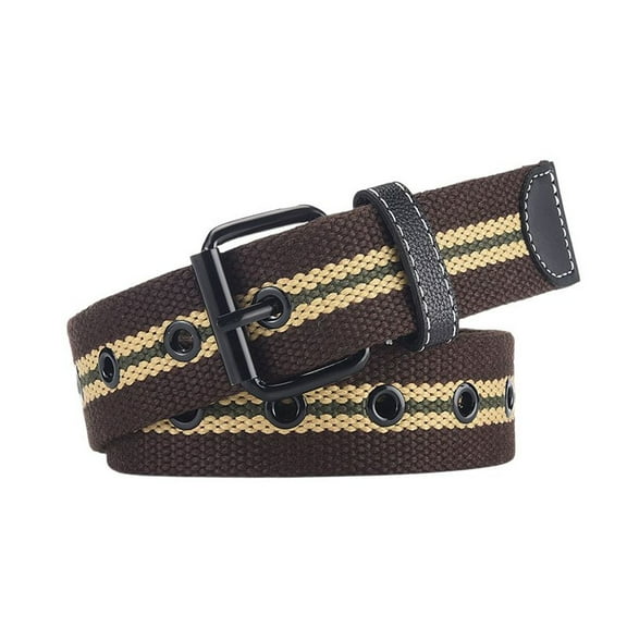 SWSMCLT Men's Autumn Belt Braided Adjustable Belts Buckle Medium Canvas Spring Casual All Seasons Streetwear Coffee Small-Large