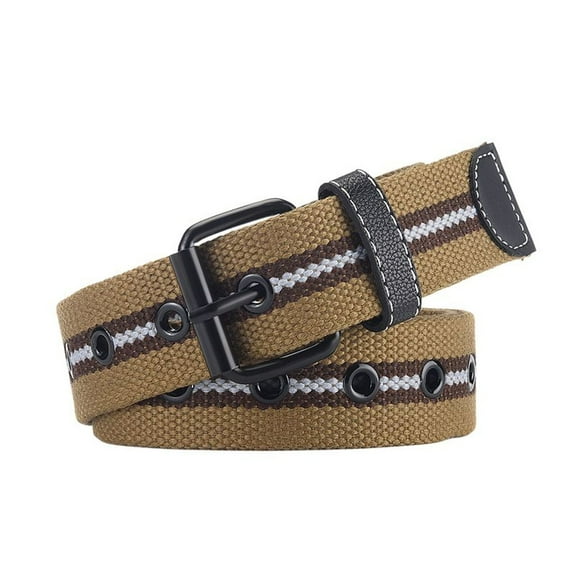 SWSMCLT Men's Autumn Belt Braided Adjustable Belts Buckle Medium Canvas Spring Casual All Seasons Streetwear Khaki Small-Large