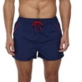 thumbnail image 1 of SWSMCLT Men's Beach Swim Trunks Summer Drawstring Fall Spring Swimsuit Bathing Suit Quick Dry Shorts Mid Rise Navy Small, 1 of 4