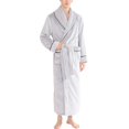 thumbnail image 1 of SWSMCLT Men's Belt Fleece Bath Robe Ankle Fall Chic Comfy Detachable Lapel Loungewear Plush Bathrobes Belt Loops Grey Medium-Large, 1 of 5