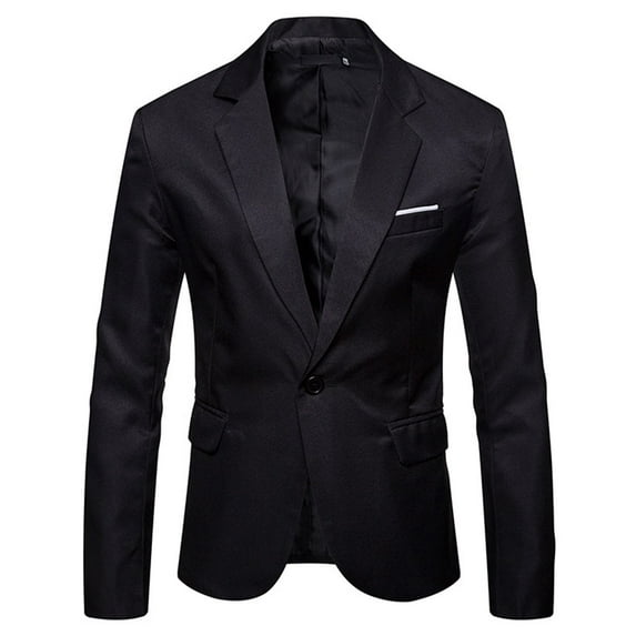 SWSMCLT Men's Blazer Jacket Casual Winter Fall Blazer Long Sleeve Office Button Slimming One Button Sport Coat Black Medium