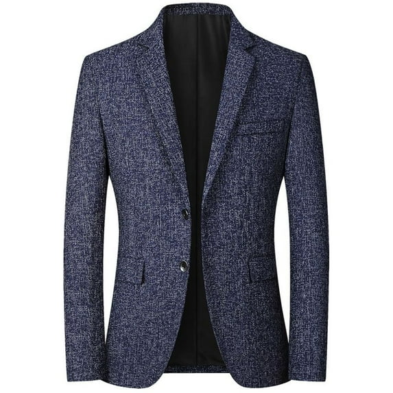 SWSMCLT Men's Blazer Suit Dress Jacket Fitted Casual Lapel Classic Spring Coat Long Sleeve Fashion Fall Business Navy Large