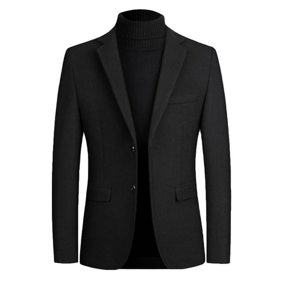 SWSMCLT Men's Blazer Suit Jacket Long Sleeve Pocket Blazer Jacket Blazer Winter Fall Wool Business Casual Spring Fashion Black X-Small