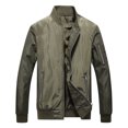 thumbnail image 1 of SWSMCLT Men's Bomber Jackets Casual Lightweight Sports Active Thin Coat Full Zip Fashion Flight Running Outwear Long Sleeve Army Green Large, 1 of 3