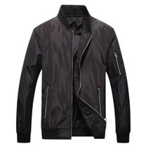 SWSMCLT Men's Bomber Jackets Casual Lightweight Sports Active Thin Coat Full Zip Fashion Flight Running Outwear Long Sleeve Black Small