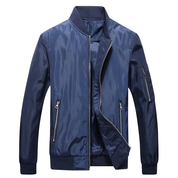 SWSMCLT Men's Bomber Jackets Casual Lightweight Sports Active Thin Coat Full Zip Fashion Flight Running Outwear Long Sleeve Navy Small