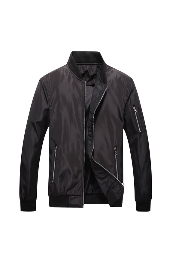 Men's Bomber Jackets Lightweight Windbreaker Casual Light Flight Jacket Coat Military Full Zipper Outwear Zip UpSportswear Long Sleeve Sports Black 40