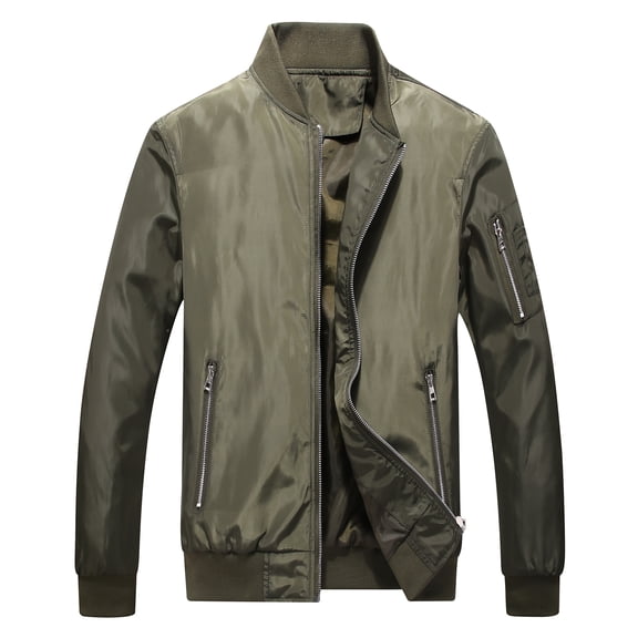 SWSMCLT Men's Bomber Jackets Windbreaker Casual Light Flight Jacket Coat Military Zip Up Outwear Long Sleeve Sports Full Zipper Sportswear Lightweight Army Green 44