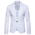 thumbnail image 1 of SWSMCLT Men's Business Casual Suit Jacket Sport Coat Slim Fit Notch Collar Snazzy Split Suit Separate Long Sleeve White 34, 1 of 3