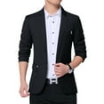 thumbnail image 1 of SWSMCLT Men's Business Long Sleeve Slim Fit Suit Jacket Casual Blazer Fitted Fall Semi Formal Suit Separate Black 44, 1 of 4