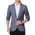 thumbnail image 1 of SWSMCLT Men's Business Long Sleeve Slim Fit Suit Jacket Casual Blazer Fitted Fall Semi Formal Suit Separate Grey 44, 1 of 4