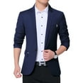 thumbnail image 1 of SWSMCLT Men's Business Long Sleeve Slim Fit Suit Jacket Casual Blazer Fitted Fall Semi Formal Suit Separate Navy 34, 1 of 4