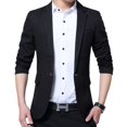 thumbnail image 1 of SWSMCLT Men's Business Sport Coat Fall Blazer Jacket Long Sleeved Blazer Fitted Pocket Button Black 42, 1 of 3