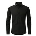 thumbnail image 1 of SWSMCLT Men's Button Down Dress Shirt Classic Button Up Shirt Soft Top Long Sleeve Mandarin Collar Button Thin Black Medium, 1 of 1
