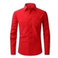thumbnail image 1 of SWSMCLT Men's Button Down Dress Shirt Classic Button Up Shirt Soft Top Long Sleeve Mandarin Collar Button Thin Red Large, 1 of 1