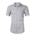 thumbnail image 1 of SWSMCLT Men's Button Down Shirts Cotton Button Up Shirt Short Sleeve Top Button Button Up Fitted Fashion Grey X-Large, 1 of 1
