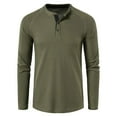 thumbnail image 1 of SWSMCLT Men's Button Fall Long Sleeve Shirt Henley Top Basic Fitted Henley Shirt Army Green X-Large, 1 of 1