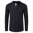 thumbnail image 1 of SWSMCLT Men's Button Fall Long Sleeve Shirt Henley Top Basic Fitted Henley Shirt Black Small, 1 of 1